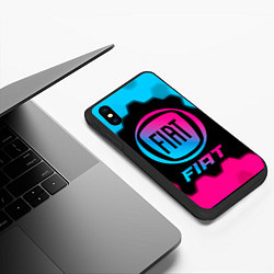 Чехол iPhone XS Max матовый Fiat - neon gradient, цвет: 3D-черный — фото 2