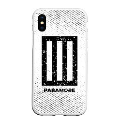 Чехол iPhone XS Max матовый Paramore с потертостями на светлом фоне, цвет: 3D-белый