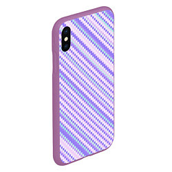 Чехол iPhone XS Max матовый Полосы пиксели розовый, цвет: 3D-фиолетовый — фото 2