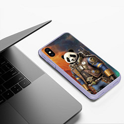 Чехол iPhone XS Max матовый Панда-космонавт - стимпанк, цвет: 3D-светло-сиреневый — фото 2