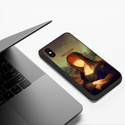 Чехол iPhone XS Max матовый Макима в стиле картины Мона Лиза, цвет: 3D-черный — фото 2