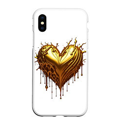 Чехол iPhone XS Max матовый Золотое сердце, цвет: 3D-белый