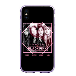 Чехол iPhone XS Max матовый Blackpink - Square one, цвет: 3D-светло-сиреневый