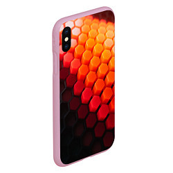 Чехол iPhone XS Max матовый Hexagon orange, цвет: 3D-розовый — фото 2