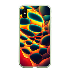 Чехол iPhone XS Max матовый Лавовые пузыри, цвет: 3D-салатовый