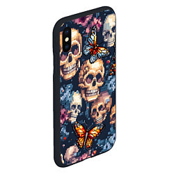 Чехол iPhone XS Max матовый Пиксельные черепа, цвет: 3D-черный — фото 2