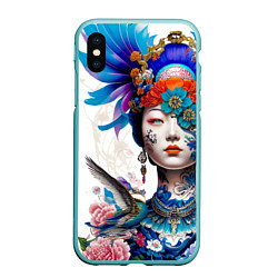 Чехол iPhone XS Max матовый Japanese girl - irezumi - tattoo, цвет: 3D-мятный