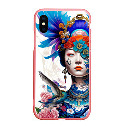 Чехол iPhone XS Max матовый Japanese girl - irezumi - tattoo, цвет: 3D-баблгам