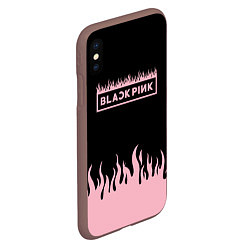 Чехол iPhone XS Max матовый Blackpink - flames, цвет: 3D-коричневый — фото 2