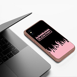 Чехол iPhone XS Max матовый Blackpink - flames, цвет: 3D-коричневый — фото 2