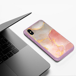 Чехол iPhone XS Max матовый Texture and glitter, цвет: 3D-сиреневый — фото 2