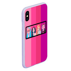 Чехол iPhone XS Max матовый Группа Black pink на фоне оттенков розового, цвет: 3D-светло-сиреневый — фото 2