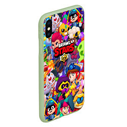 Чехол iPhone XS Max матовый Brawl stars all pattern, цвет: 3D-салатовый — фото 2