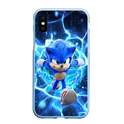 Чехол iPhone XS Max матовый Sonic electric waves, цвет: 3D-голубой