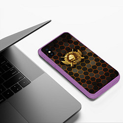 Чехол iPhone XS Max матовый Згип gold logo, цвет: 3D-фиолетовый — фото 2