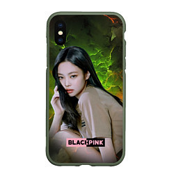 Чехол iPhone XS Max матовый Jennie Blackpink, цвет: 3D-темно-зеленый