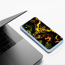 Чехол iPhone XS Max матовый CS GO green and fire, цвет: 3D-голубой — фото 2