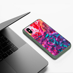 Чехол iPhone XS Max матовый Феерия жидких красок, цвет: 3D-темно-зеленый — фото 2