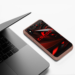 Чехол iPhone XS Max матовый CS GO red and black, цвет: 3D-коричневый — фото 2