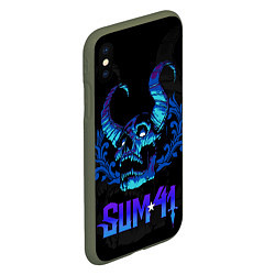 Чехол iPhone XS Max матовый Sum41 horns skull, цвет: 3D-темно-зеленый — фото 2