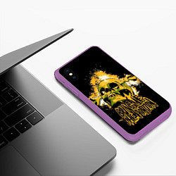 Чехол iPhone XS Max матовый Bring me the horizon - skull, цвет: 3D-фиолетовый — фото 2