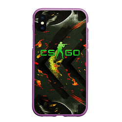 Чехол iPhone XS Max матовый CSGO green logo, цвет: 3D-фиолетовый