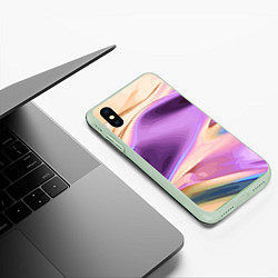 Чехол iPhone XS Max матовый Голографический арт, цвет: 3D-салатовый — фото 2