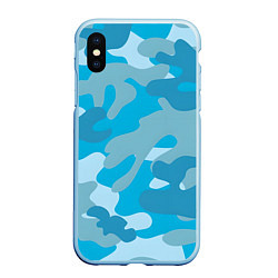 Чехол iPhone XS Max матовый Камуфляж военный синий, цвет: 3D-голубой