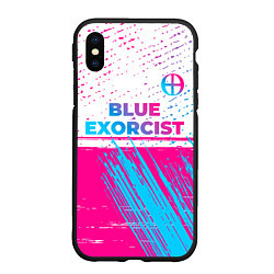 Чехол iPhone XS Max матовый Blue Exorcist neon gradient style: символ сверху