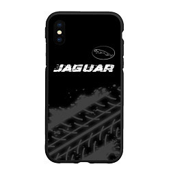 Чехол iPhone XS Max матовый Jaguar speed на темном фоне со следами шин: символ