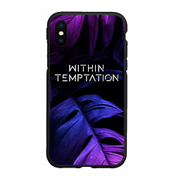 Чехол iPhone XS Max матовый Within Temptation neon monstera, цвет: 3D-черный