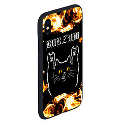 Чехол iPhone XS Max матовый Burzum рок кот и огонь, цвет: 3D-черный — фото 2