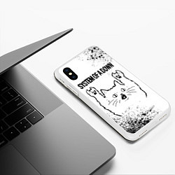 Чехол iPhone XS Max матовый System of a Down рок кот на светлом фоне, цвет: 3D-белый — фото 2