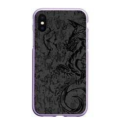 Чехол iPhone XS Max матовый Black dragon - grunge, цвет: 3D-светло-сиреневый