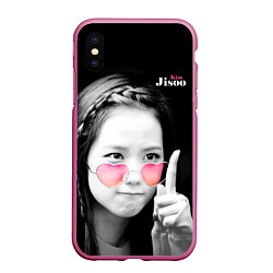 Чехол iPhone XS Max матовый Blackpink Jisoo Attention sign, цвет: 3D-малиновый