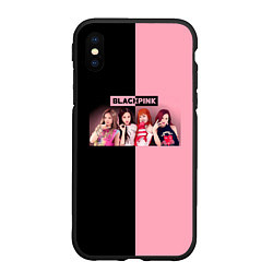 Чехол iPhone XS Max матовый Черно-розовый градиент Black Pink, цвет: 3D-черный