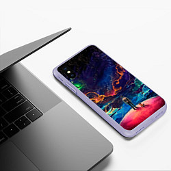 Чехол iPhone XS Max матовый Вершина мира, цвет: 3D-светло-сиреневый — фото 2