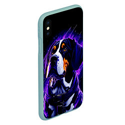 Чехол iPhone XS Max матовый Бигль - фиолетовый неон, цвет: 3D-мятный — фото 2