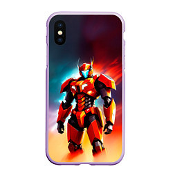 Чехол iPhone XS Max матовый Крутой оранжевый робот, цвет: 3D-сиреневый