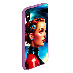 Чехол iPhone XS Max матовый Девушка связист в космосе, цвет: 3D-фиолетовый — фото 2