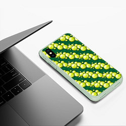 Чехол iPhone XS Max матовый Большой теннис - мячики, цвет: 3D-салатовый — фото 2