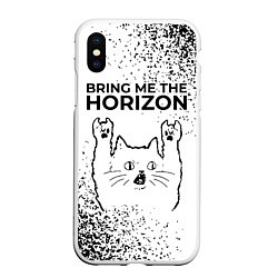 Чехол iPhone XS Max матовый Bring Me the Horizon рок кот на светлом фоне, цвет: 3D-белый