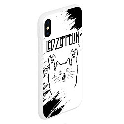 Чехол iPhone XS Max матовый Led Zeppelin рок кот на светлом фоне, цвет: 3D-белый — фото 2