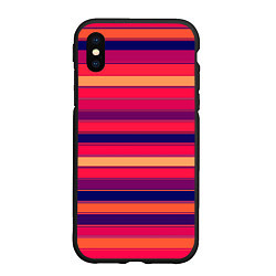 Чехол iPhone XS Max матовый Полосатый ярко-красный, цвет: 3D-черный
