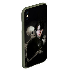 Чехол iPhone XS Max матовый Сехун со скелетом, цвет: 3D-темно-зеленый — фото 2