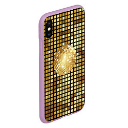 Чехол iPhone XS Max матовый Золотой диско шар и золотая мозаика, цвет: 3D-сиреневый — фото 2