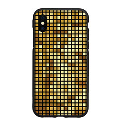 Чехол iPhone XS Max матовый Золотая мозаика, поверхность диско шара, цвет: 3D-черный