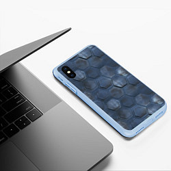 Чехол iPhone XS Max матовый Металлические плиты, цвет: 3D-голубой — фото 2