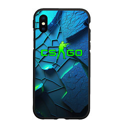 Чехол iPhone XS Max матовый CS GO blue green style, цвет: 3D-черный