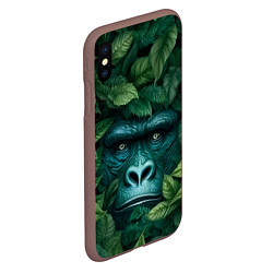 Чехол iPhone XS Max матовый Горилла в кустах джунгли, цвет: 3D-коричневый — фото 2